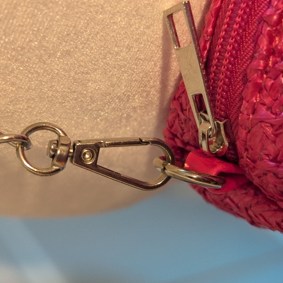 Women's Pink Straw Bow Clutch Handbag NWOT - Picture 5 of 7